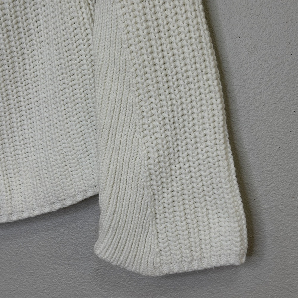 Boston Proper Crop Pullover Sweater Womens Size Small White Ribbed Long Sleeve - Picture 3 of 8
